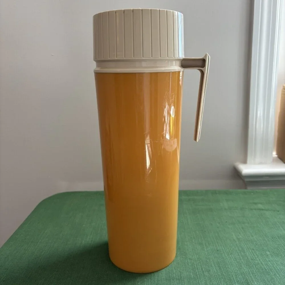 THERMOS KING Seeley Wide Mouth 24 OZ Yellow 7402 Removable Liner Stopper Vintage